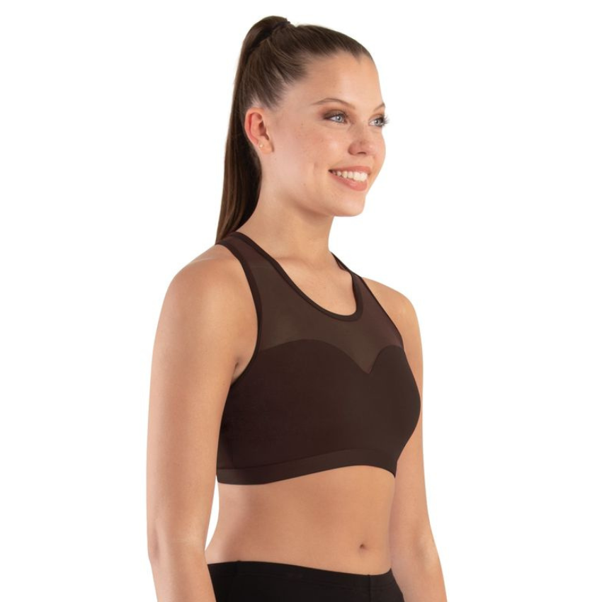Mesh Yoke Crop Top