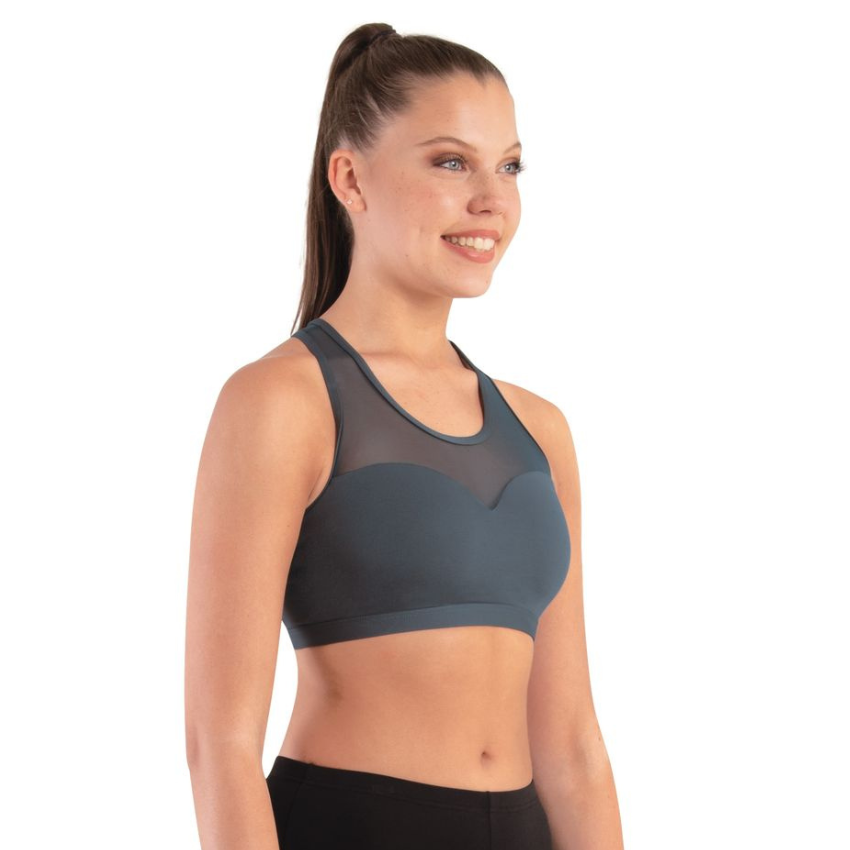 Mesh Yoke Crop Top