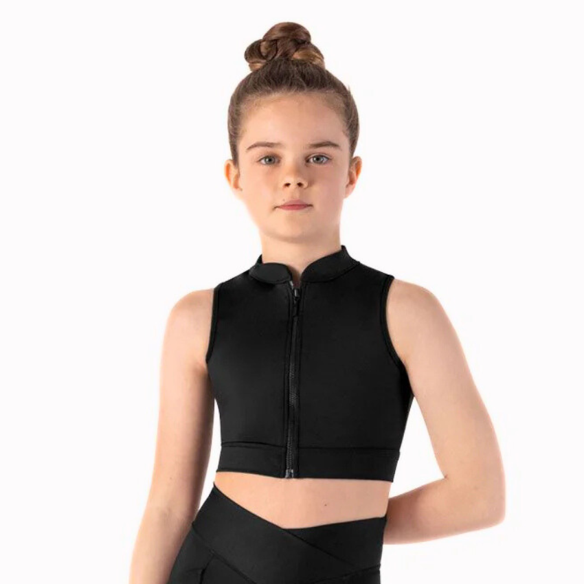 Bloch Twist Back Zip Front Crop Top