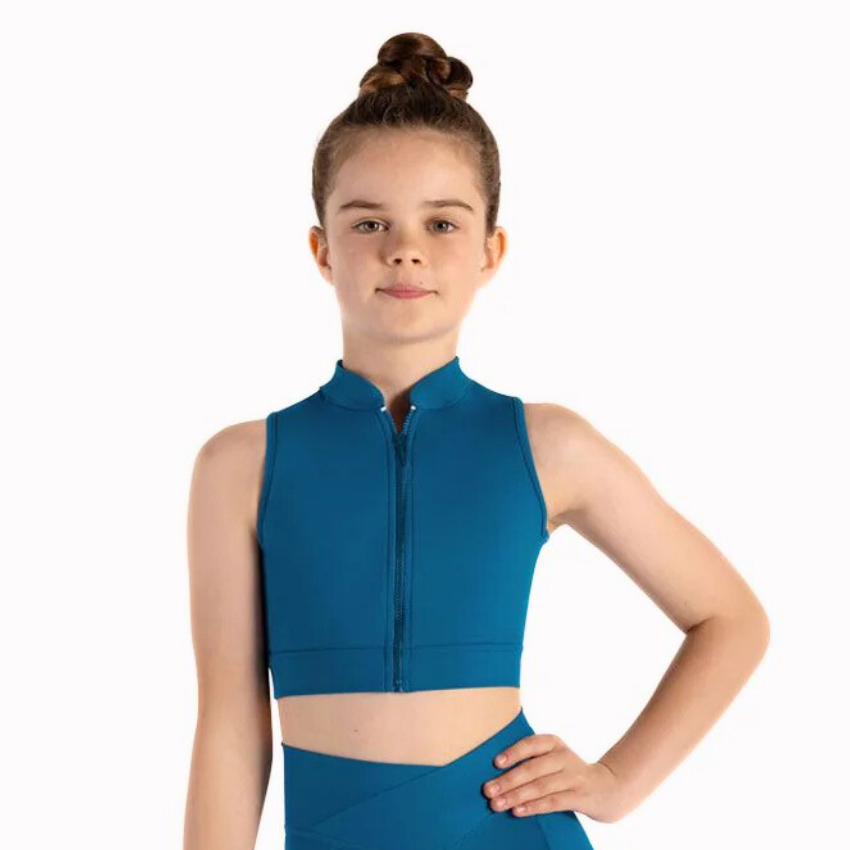 Bloch Twist Back Zip Front Crop Top
