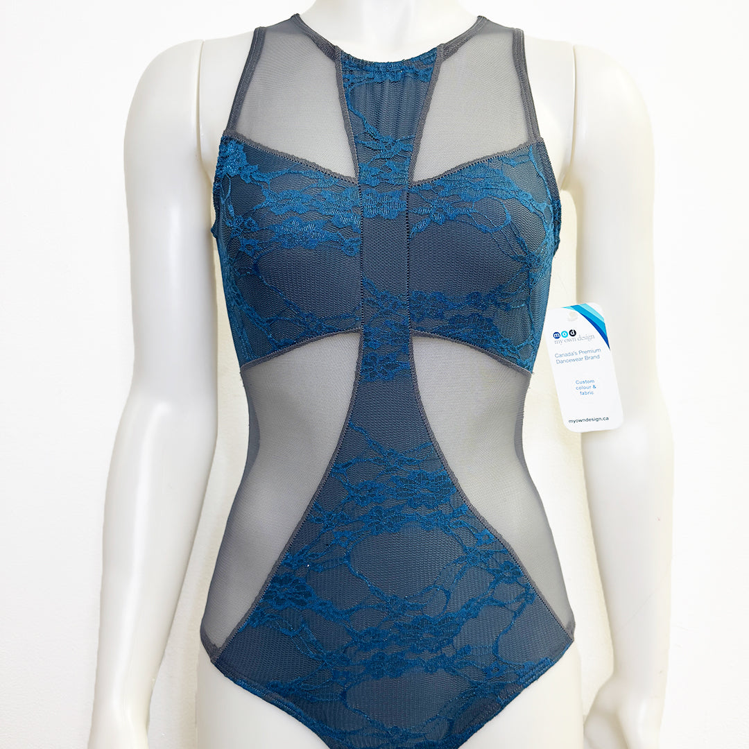 Cross leotard With Lace Overlay