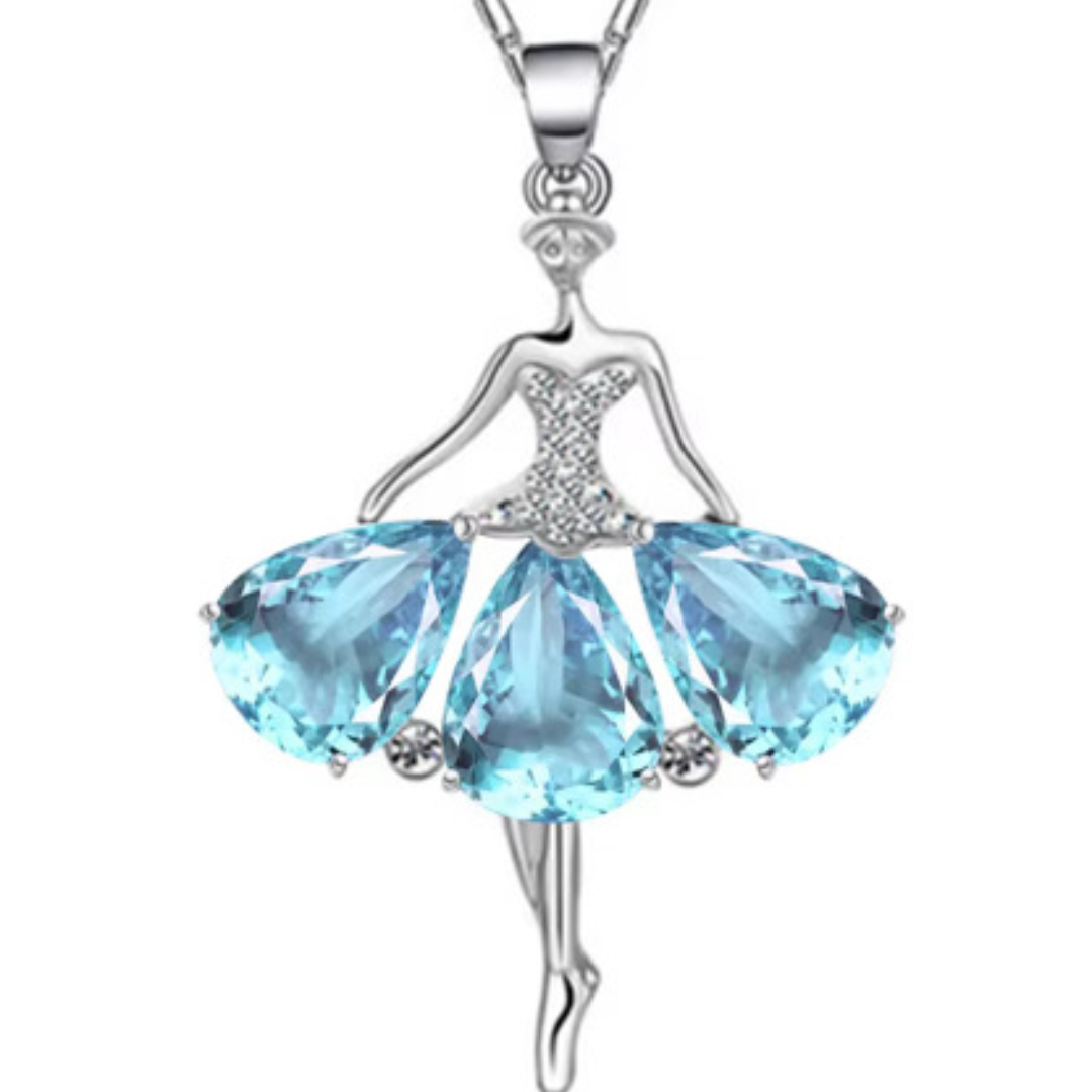 Silver & Rhinestone Ballerina Necklace