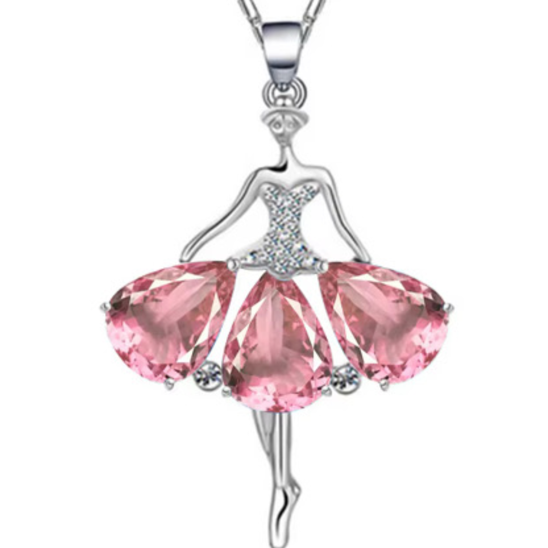 Silver & Rhinestone Ballerina Necklace