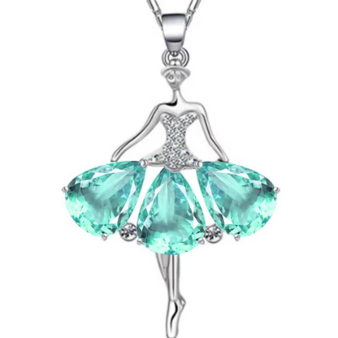 Silver & Rhinestone Ballerina Necklace