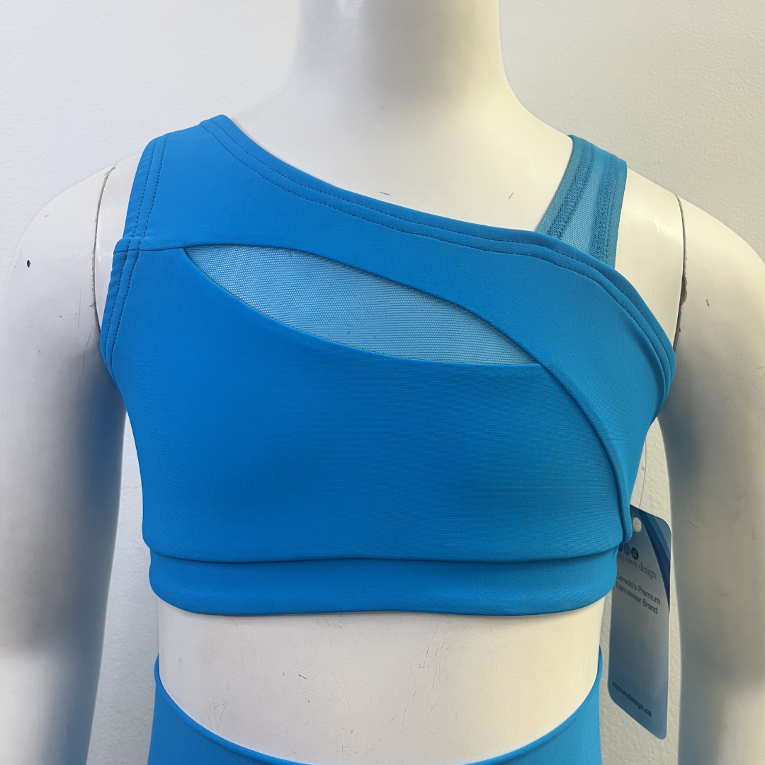 Asymmetric Crop Top with Mesh Insert