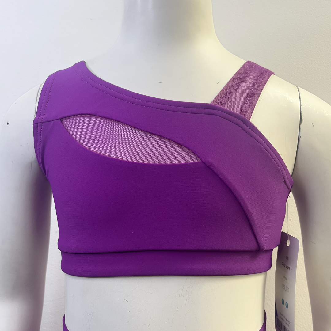 Asymmetric Crop Top with Mesh Insert