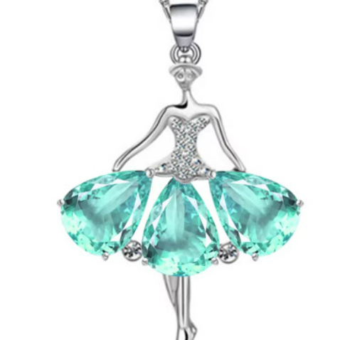 Silver & Rhinestone Ballerina Necklace