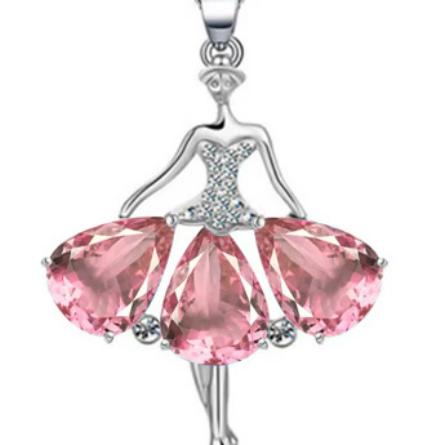 Silver & Rhinestone Ballerina Necklace