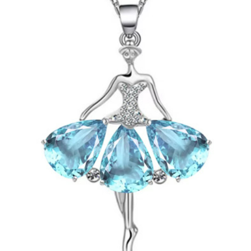 Silver & Rhinestone Ballerina Necklace