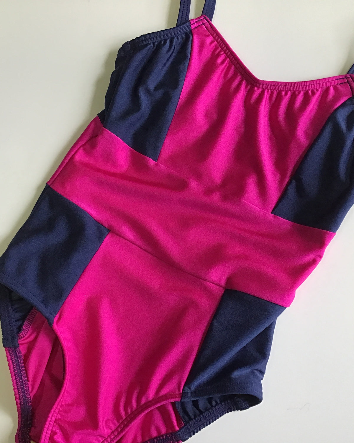 Attitude Leotard, Navy & Fuchsia Lycra