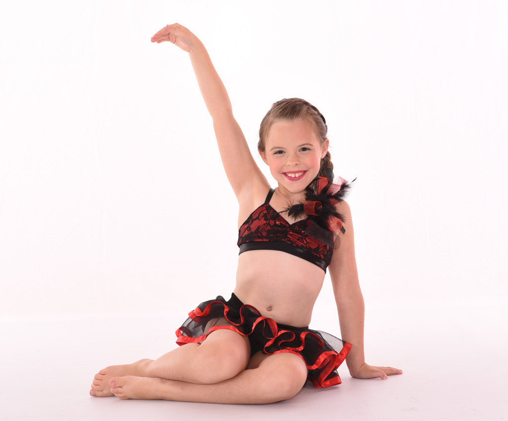 Kaleidoscope Lacy Bra Top with Kaleidoscope Coloured Ribbon Skirt