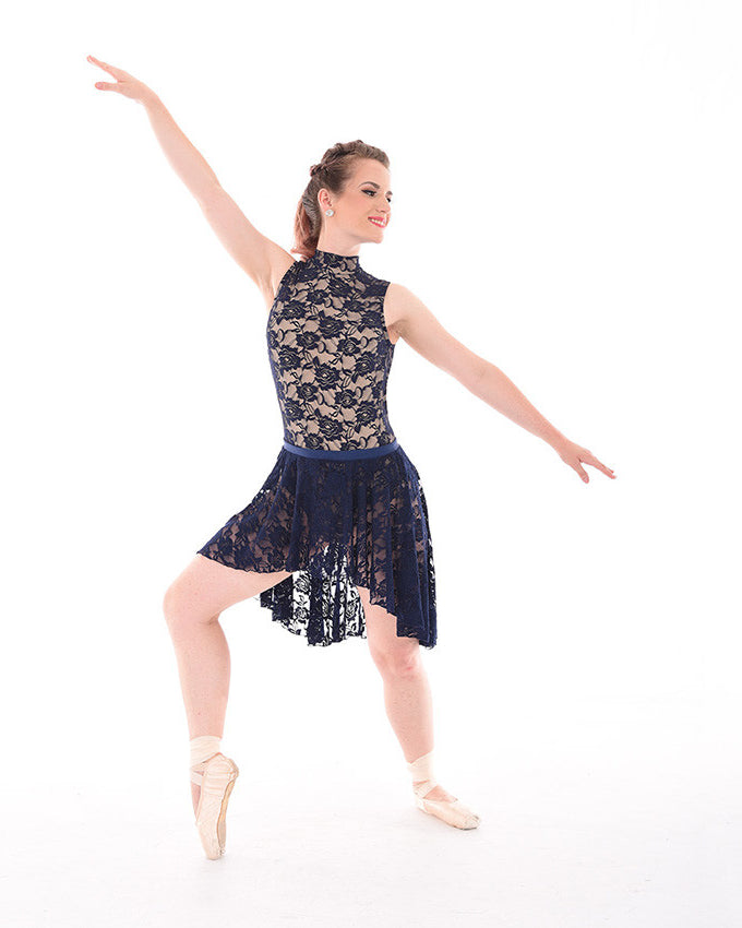 Classics Lace Overlay Leotard, Lace Hi Low Circle Skirt, Navy