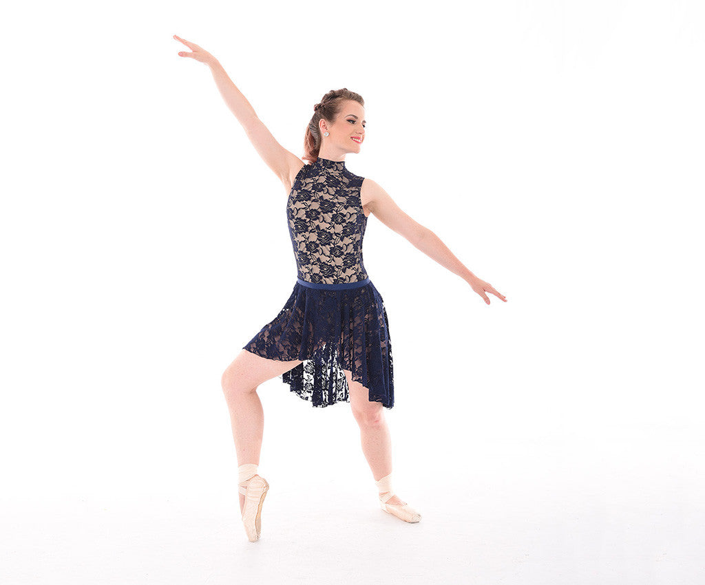 Classics Lace Overlay Leotard, Lace Hi Low Circle Skirt, Navy
