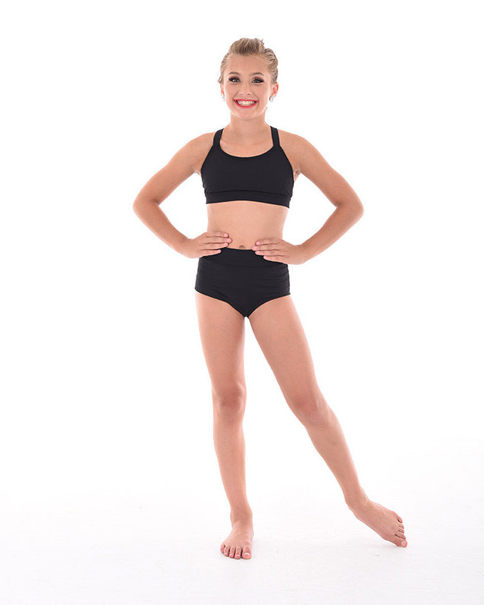 Supplex Cross Back Crop Top, Supplex High Waist Dance Brief, Black