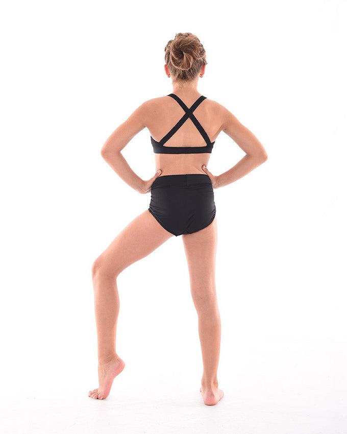 Supplex Cross Back Crop Top, Supplex High Waist Dance Brief, Black, Back