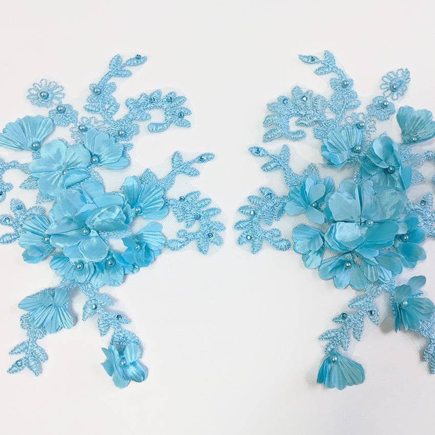 3D Pearl Flower Applique - Left and Right