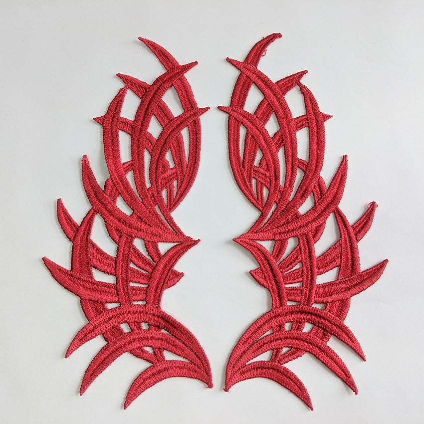 Embroidered Sharp Edgy Lines Applique - Pairs