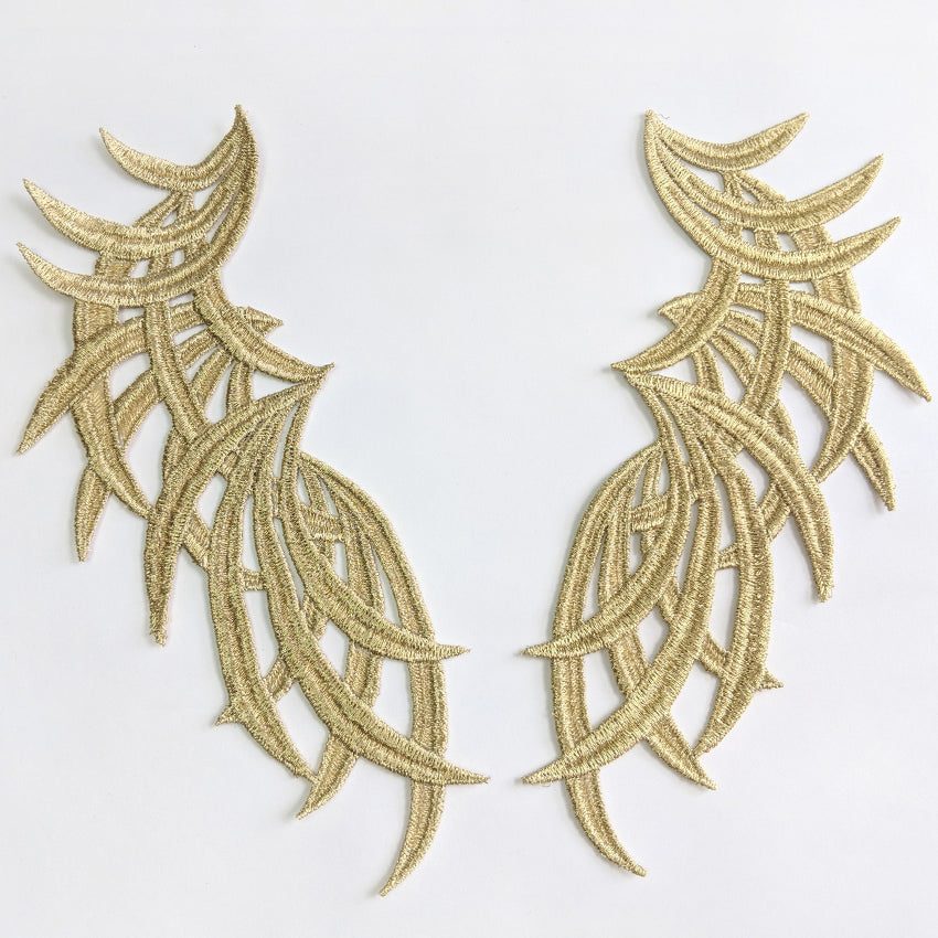 Embroidered Sharp Edgy Lines Applique - Pairs