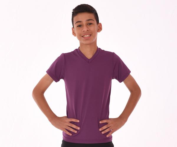 Boys V-Neck Short Sleeve Tee, Purple