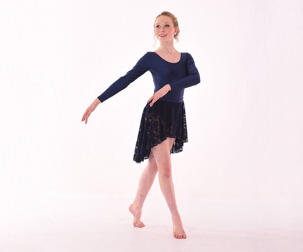 Lycra Long Sleeve Tank Bodysuit?, Lace Hi Low Circle Skirt, Navy