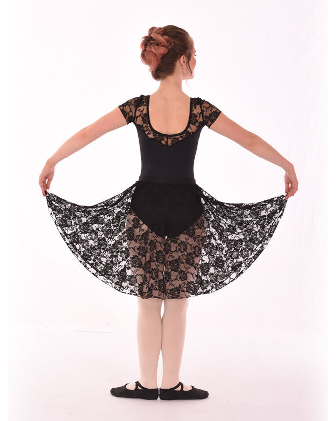 Supplex and Lace Yoke Leotard, Basic Lace Circle Skirt, Back
