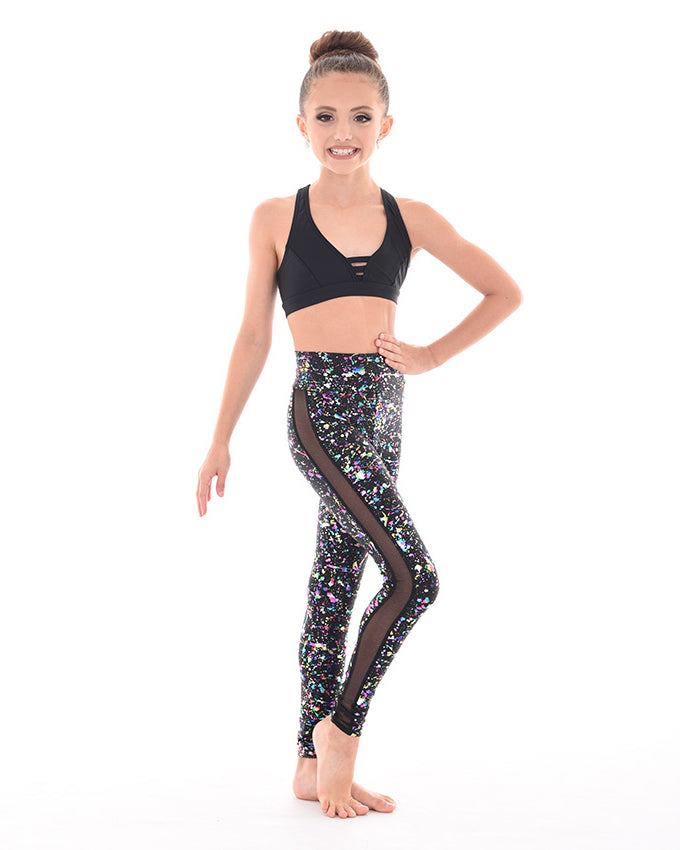 Plunge Cross-Back Top, Kaleidoscope Splash Sideseam Legging, Black