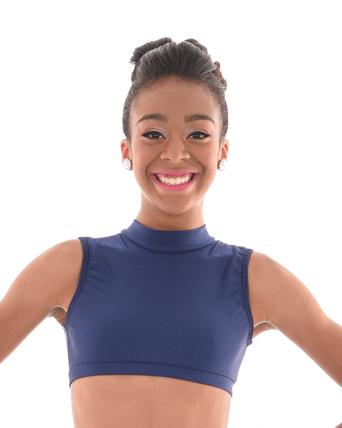 Lycra Keyhole Back Crop Top With Collar