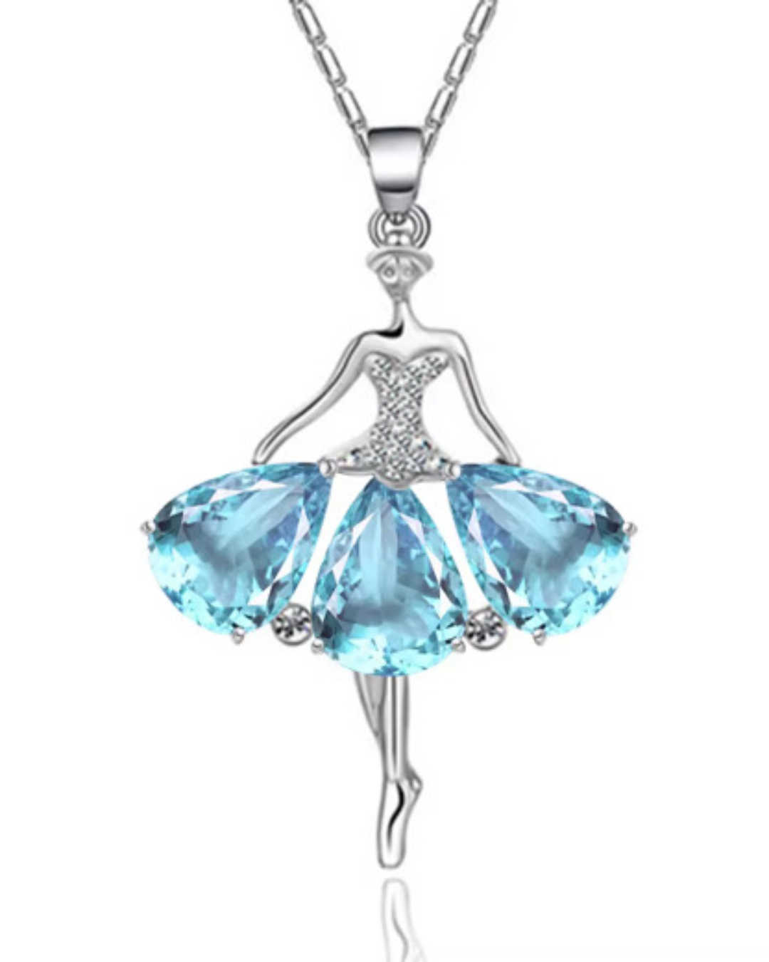 Silver & Rhinestone Ballerina Necklace
