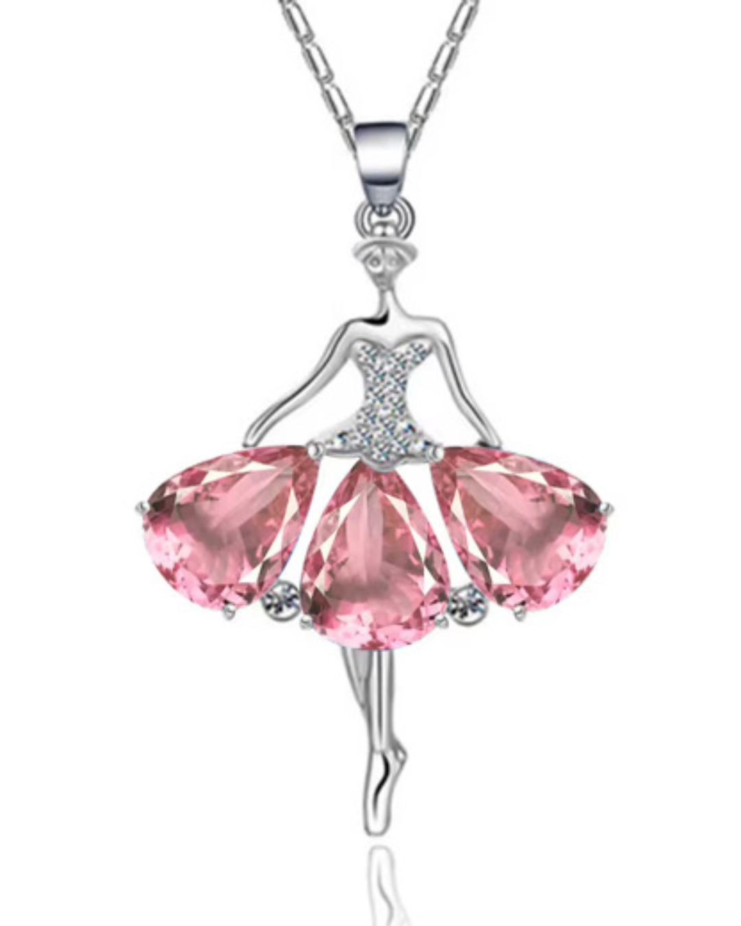 Silver & Rhinestone Ballerina Necklace