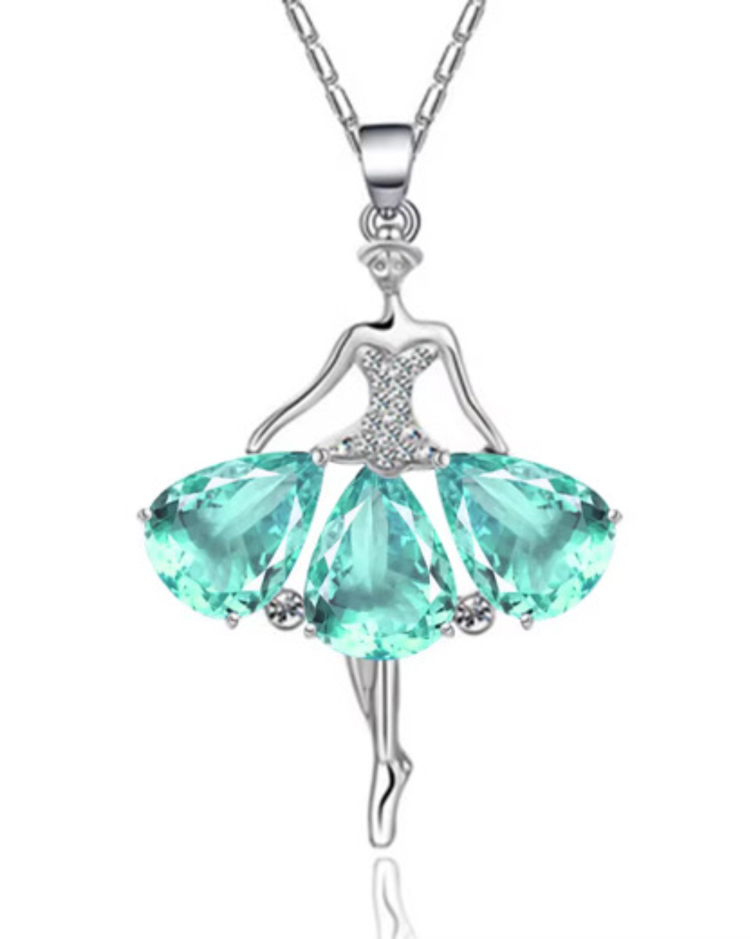 Silver & Rhinestone Ballerina Necklace
