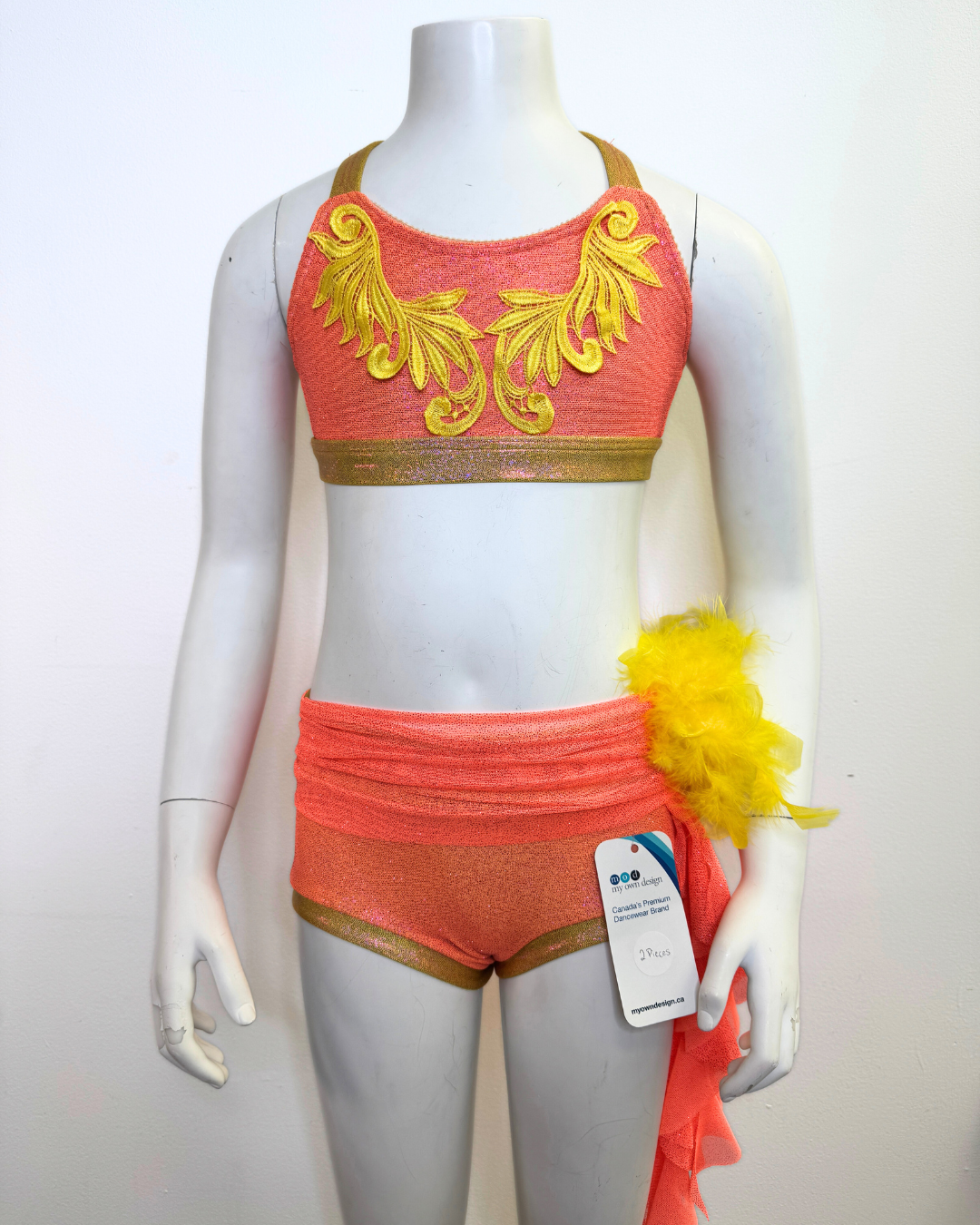 2 Piece - Rainforest Bright Flight Crop Top & Sash Short Set