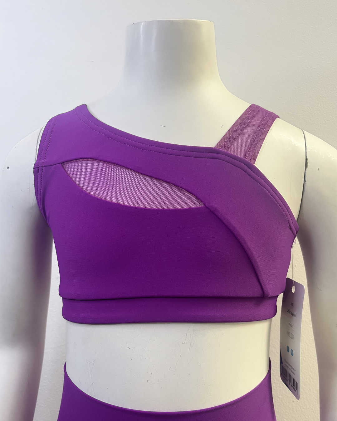Asymmetric Crop Top with Mesh Insert