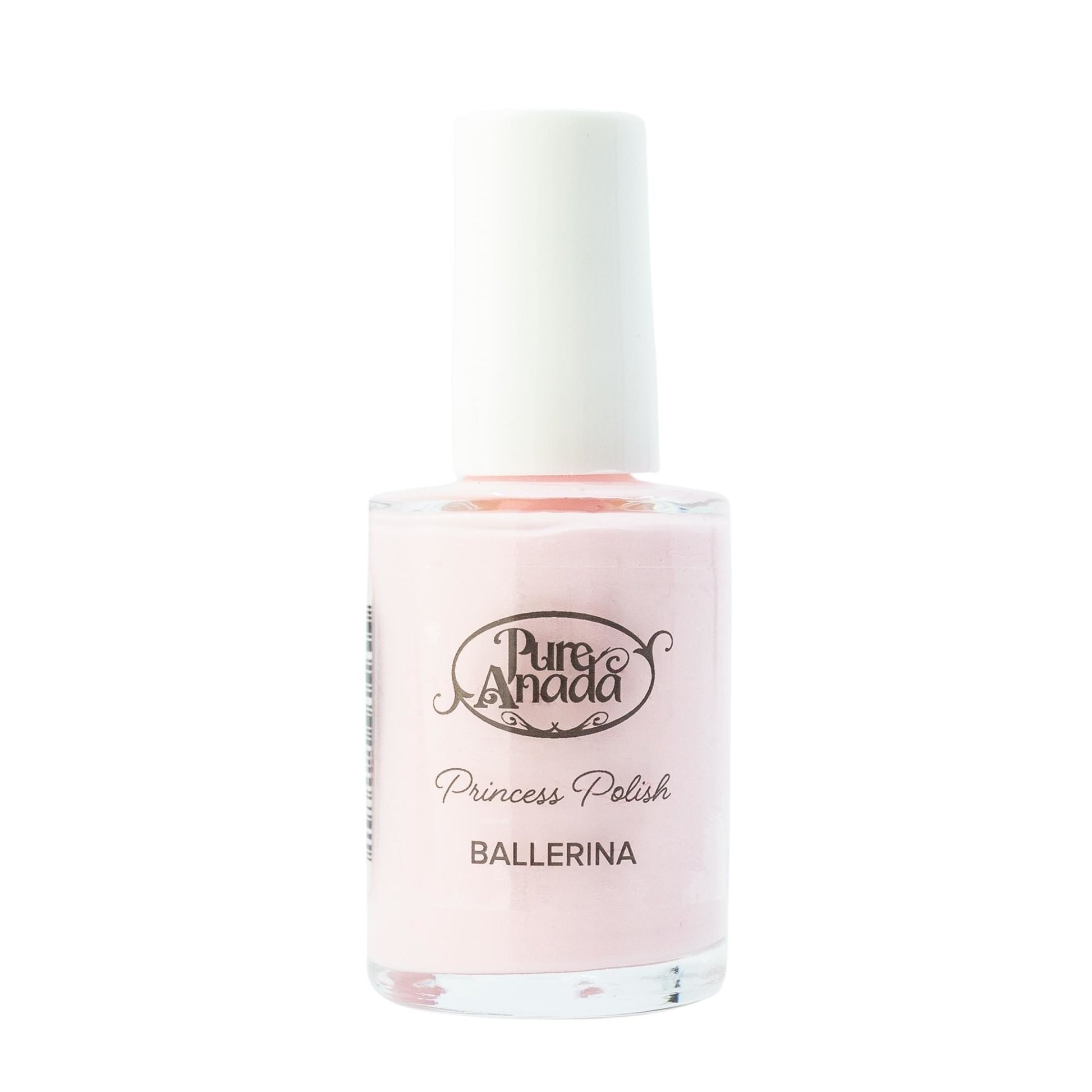 Light pink nail polish bottle labeled 'Pure Anada Princess Polish Ballerina'.