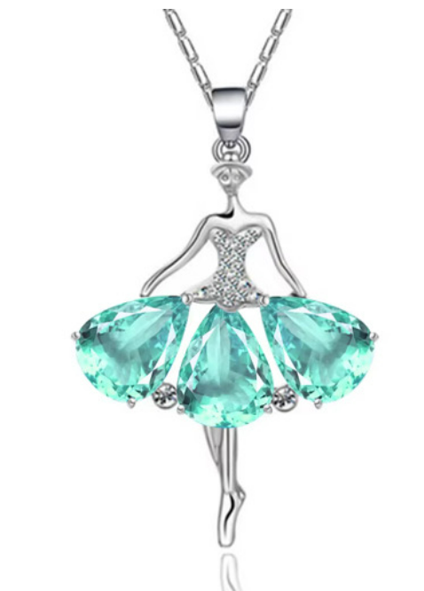 Silver & Rhinestone Ballerina Necklace