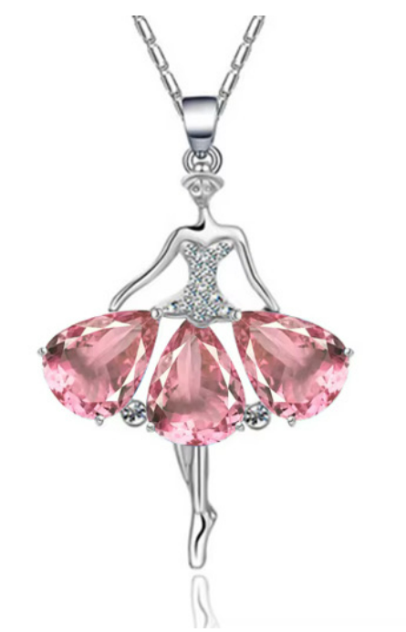 Silver & Rhinestone Ballerina Necklace