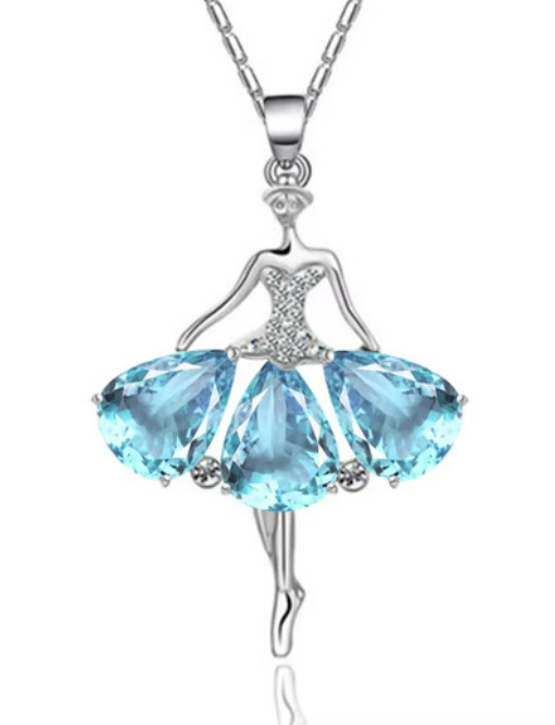 Silver & Rhinestone Ballerina Necklace