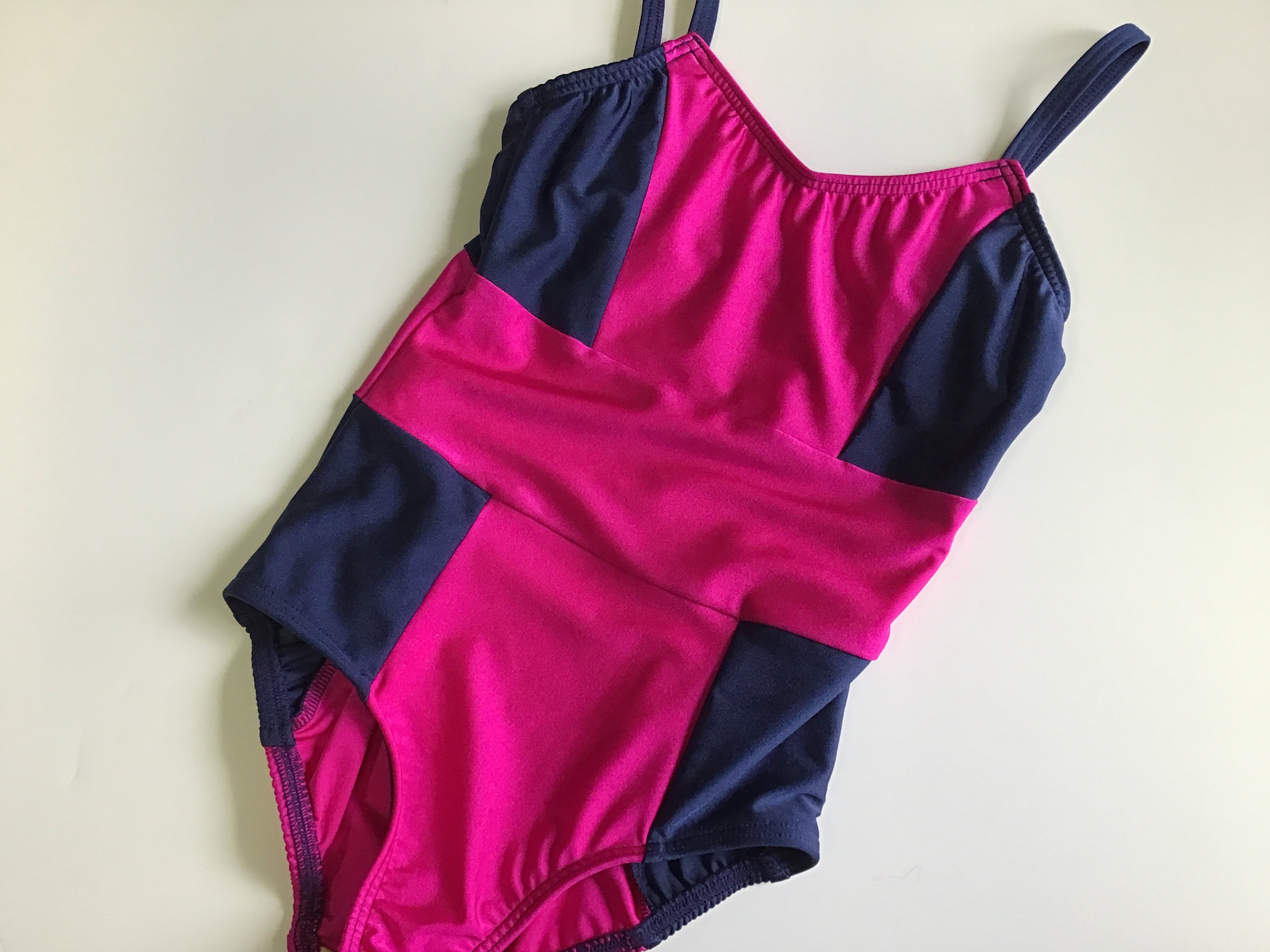 Attitude Leotard, Navy & Fuchsia Lycra