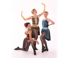 Showtime Glitz Corset Top with Showtime Shine Pulled-Up Skirt, Opera Length Satin Gloves, Wrist Length Theatrical Gloves, Mini Top Hat, Group