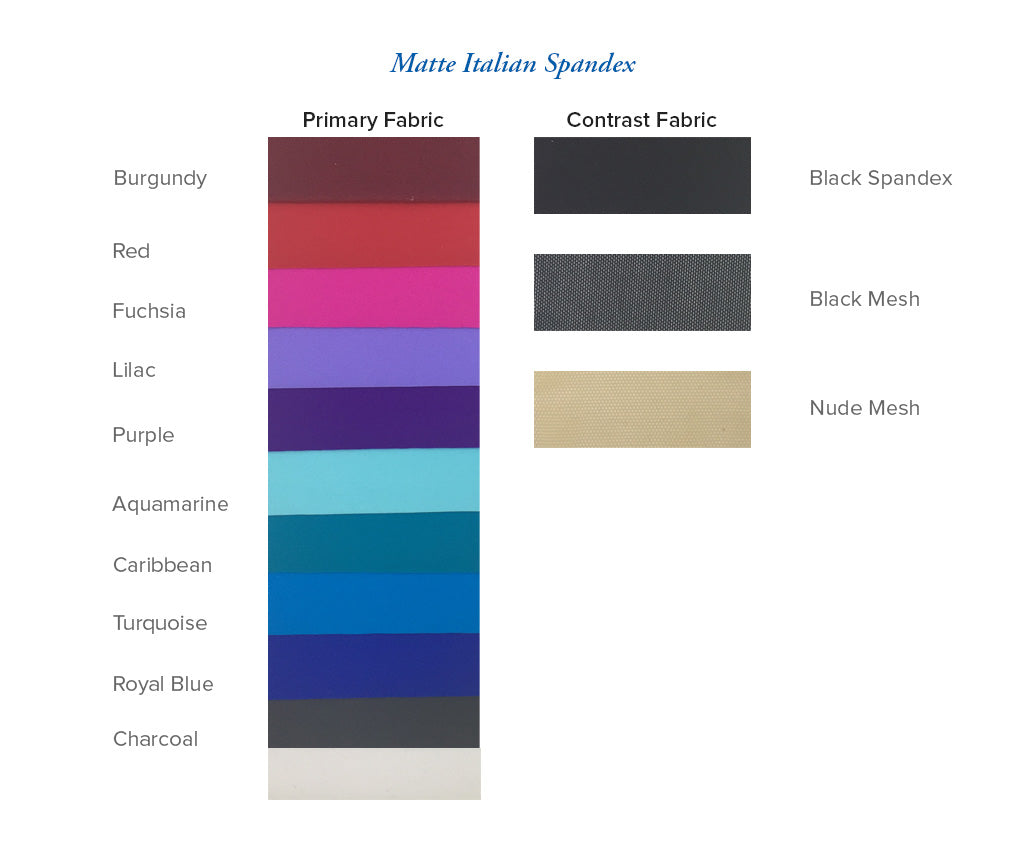 Convention Matte Spandex Contrast Colour Chart