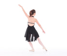 Supplex Raglan Halter Bodysuit, Georgette Hi Low Circle Skirt, Black, Back