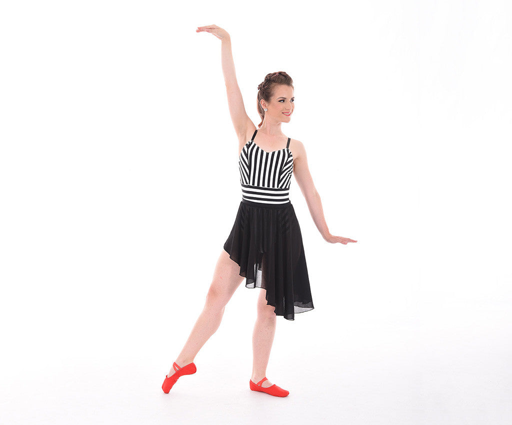 Striped Attitude Leotard, Georgette Hi Low Circle Skirt