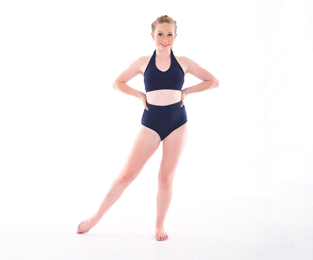 Supplex Halter Crop Top, Supplex High Waist Dance Brief, Navy