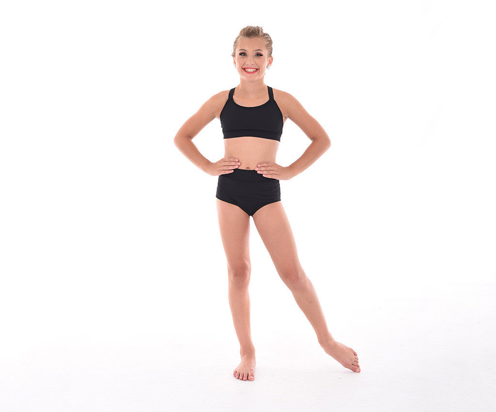 Supplex Cross Back Crop Top, Supplex High Waist Dance Brief, Black