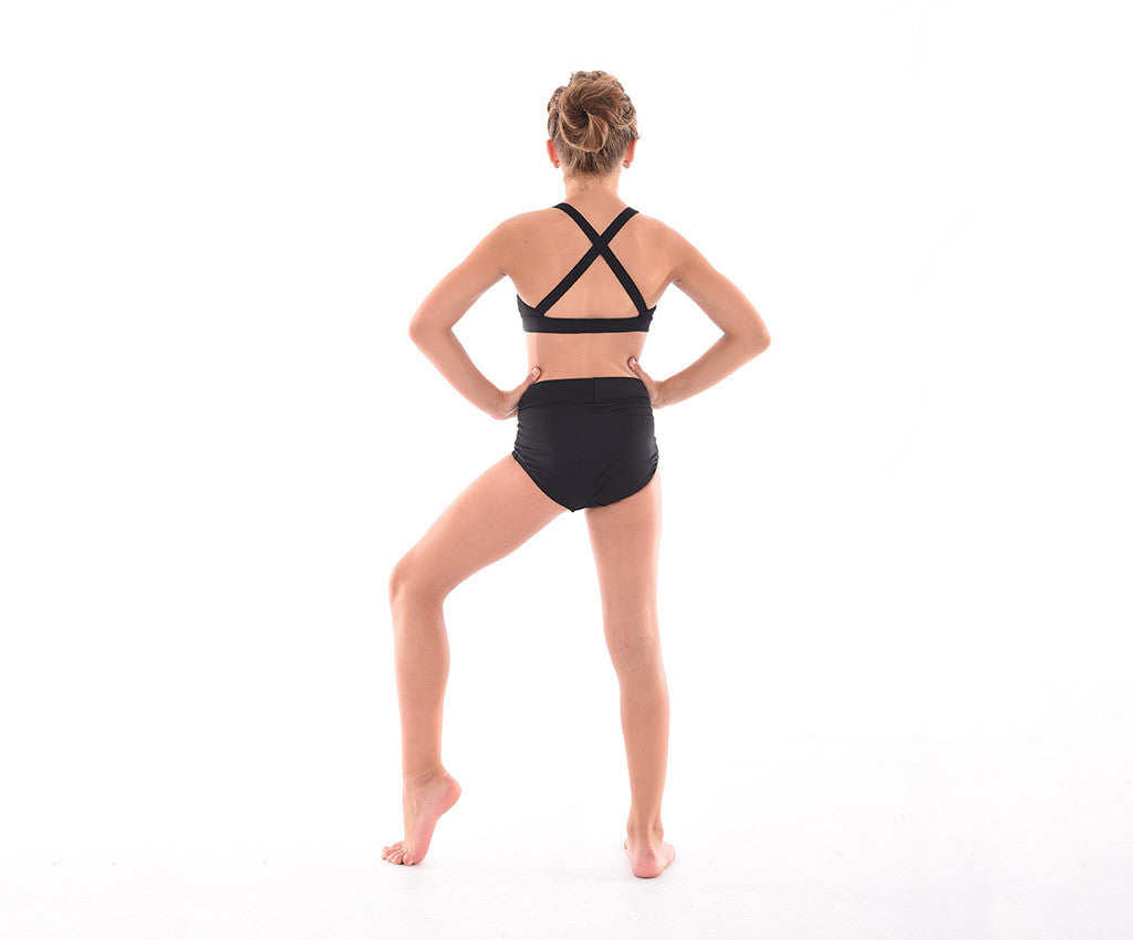 Supplex Cross Back Crop Top, Supplex High Waist Dance Brief, Black, Back