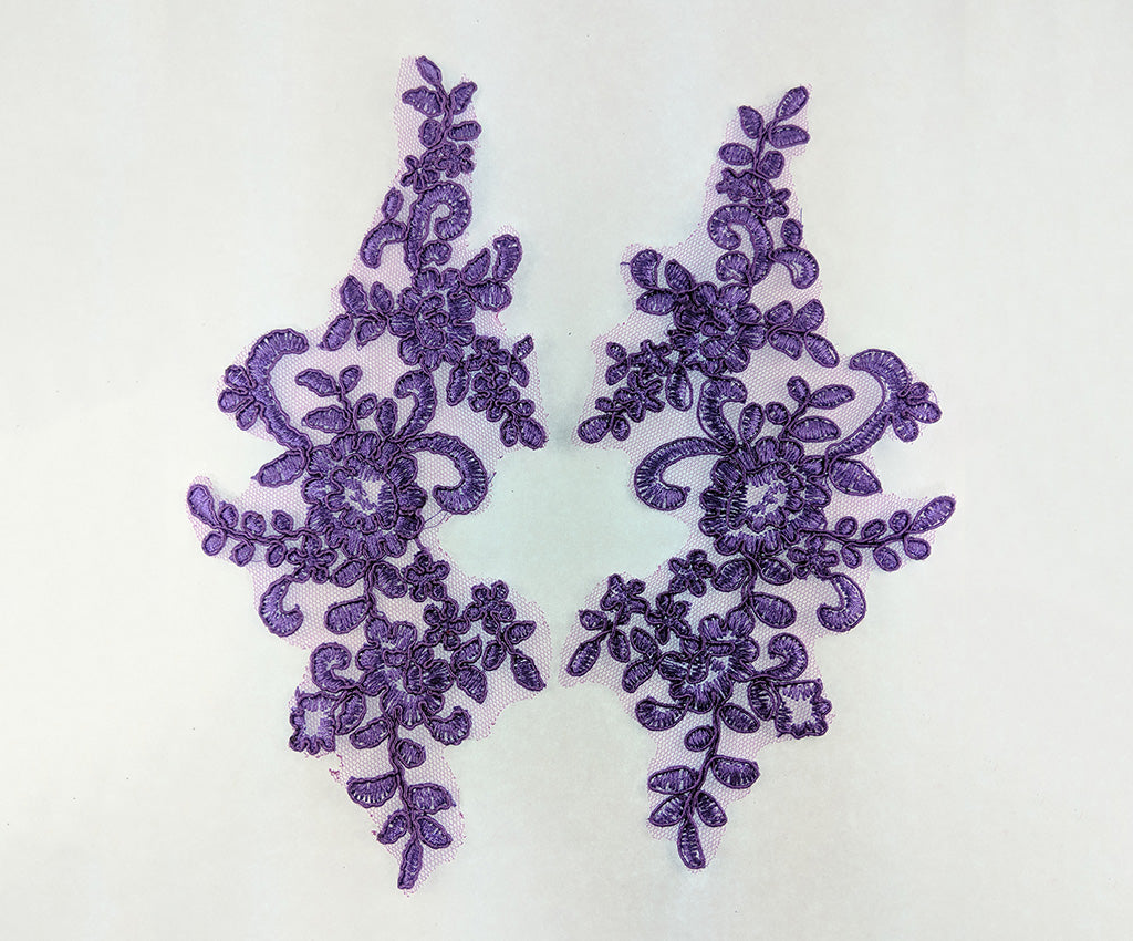 Corded Floral Applique on Mesh - Pairs – My Own Design