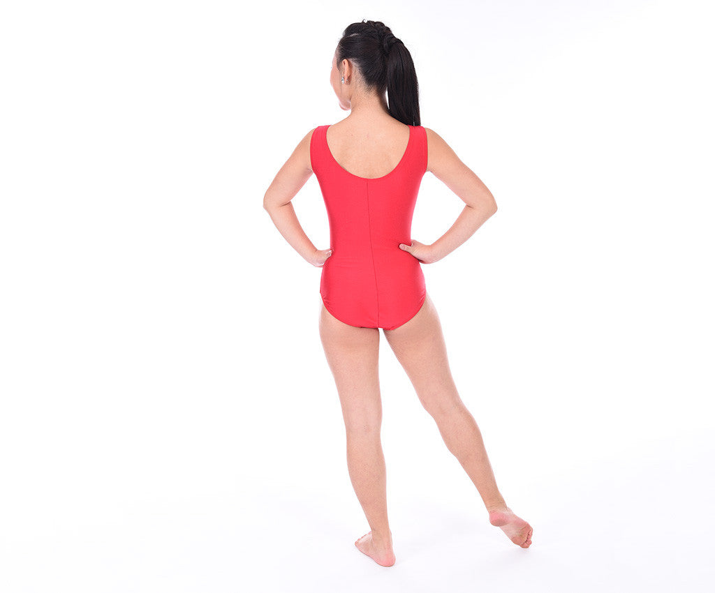 Lycra Tank Bodysuit, Red, Back