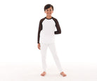 Boys Contrast Mesh Sleeve Top, Boys Fitted Dance Pants, White