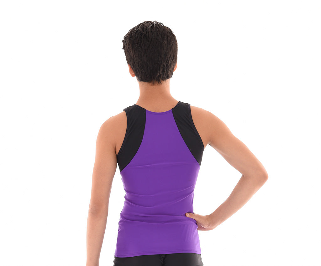 Convention Contrast Fittted Tank Top, Purple, Back