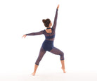 Mesh Capri Unitard, Supplex Halter Crop Top, Supplex High Waist Dance Brief, Navy, Back