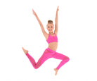 Convention Striking V Front Bra Top, Side Splash Legging, Fuchsia